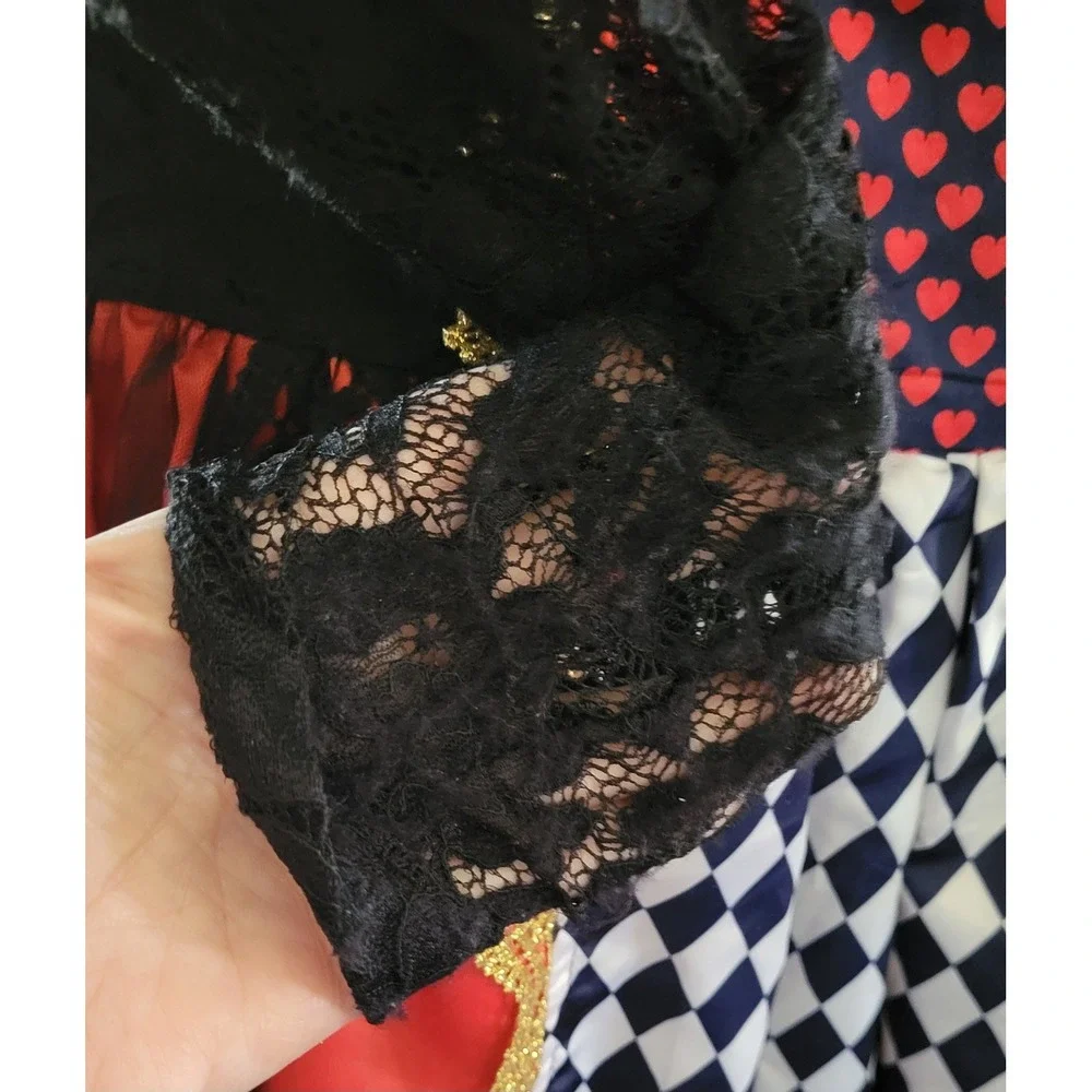 Trish Scully Child Queen of Hearts Costume Dress Red Black Lace Size 12